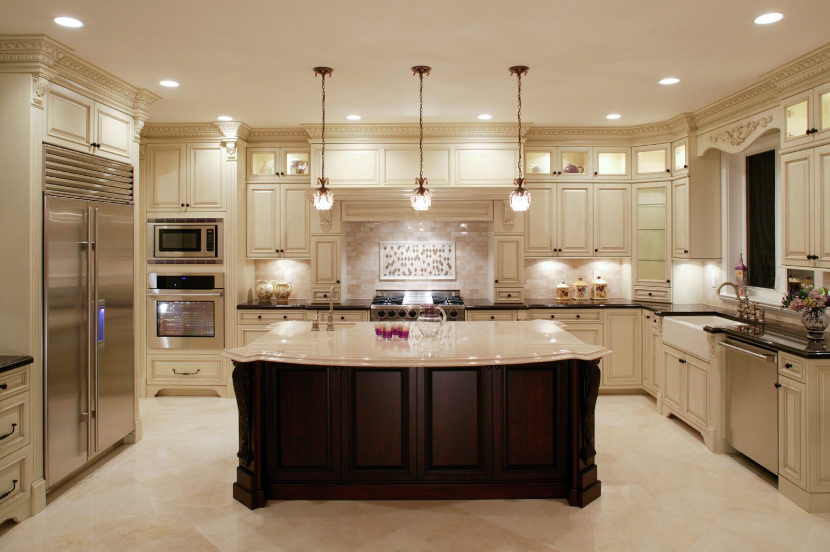 Modern custom kitchen cabinets with wood doors in a Toronto home