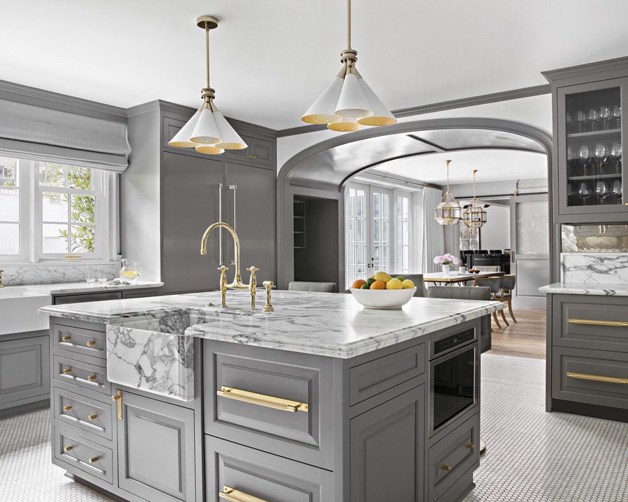 Modern custom kitchen cabinets with wood doors in a Toronto home